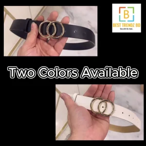 Ladies Belt Double Ring PU Leather Belt for Women and Girls - Fashionable and Stylish for Jeans, Tops, Gowns, Skirts, and Sarees