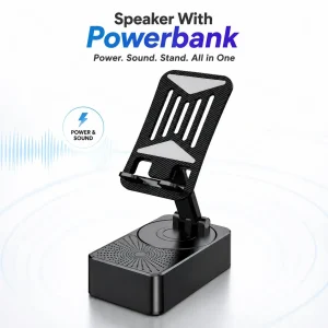 3-in-1 Foldable Phone Holder - Bluetooth Speaker Power Bank